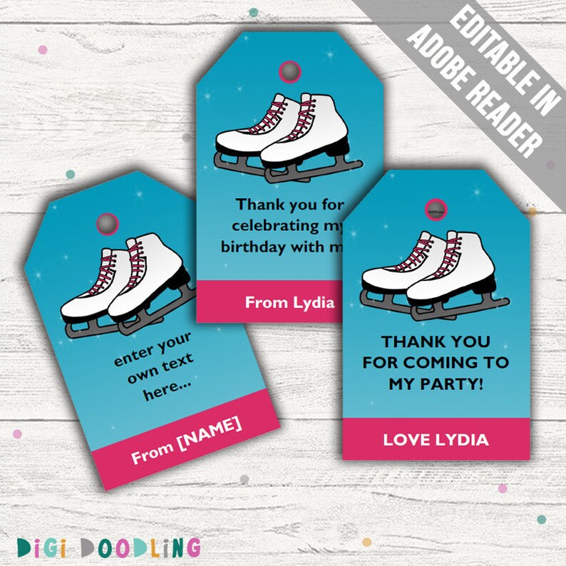 Ice Skating Favor Tags ice Skating Thank You Tags. Printable Etsy