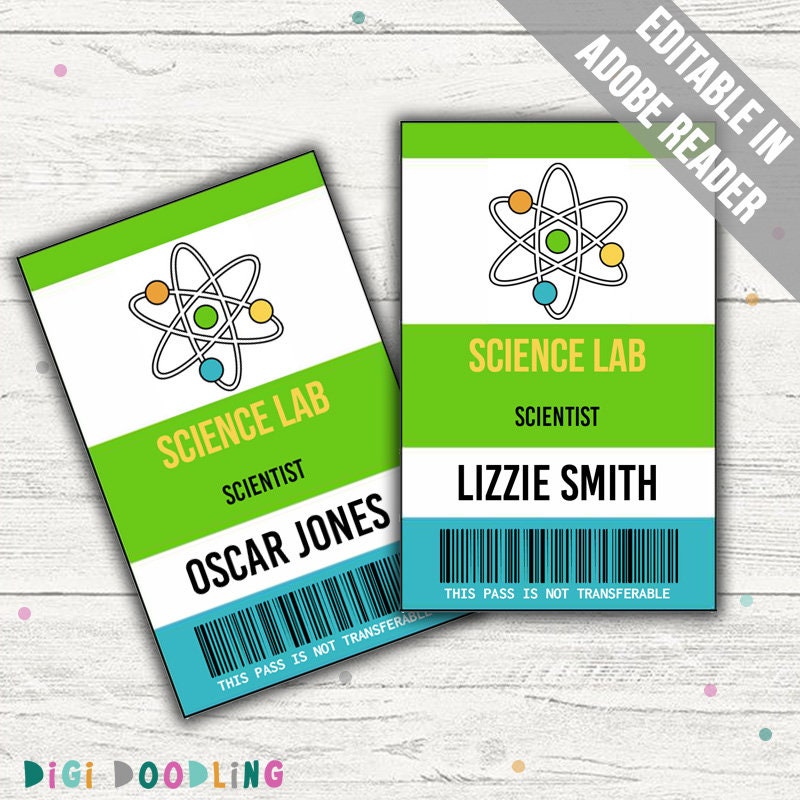 Printable Scientist ID Badge Template Science Party Favors Or Costume Printable Scientist ID Badge Template Science Party Favors Or Costume