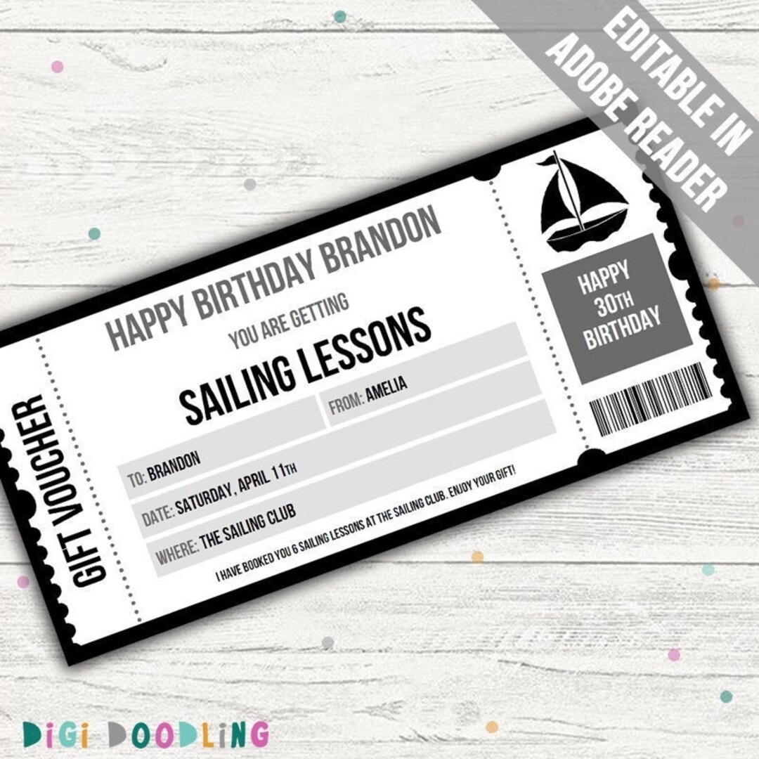 Sailing Lessons Gift Certificate Template. Sailing Lesson Gift Voucher