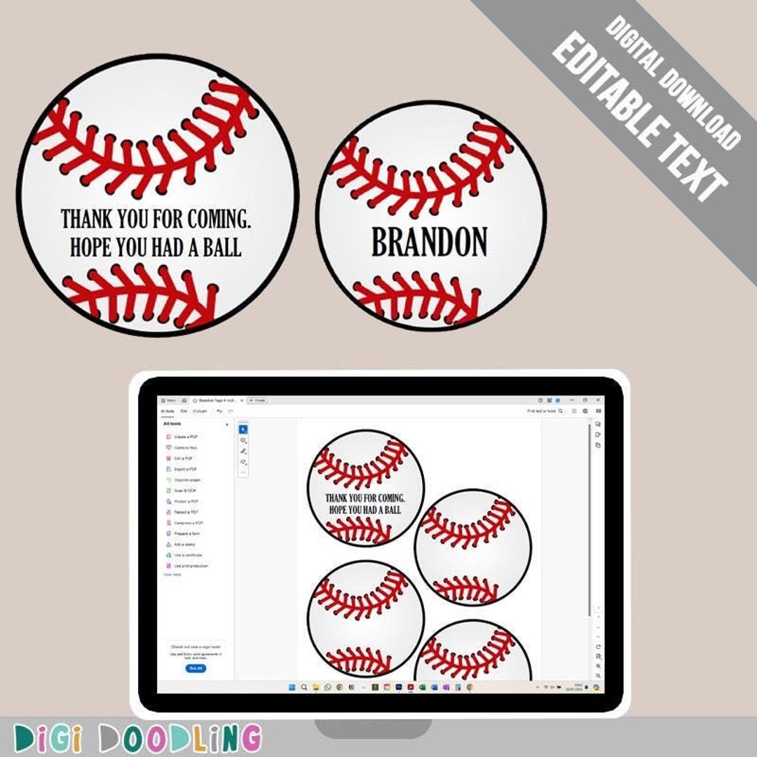 Printable Baseball Tags (baseball Party Decor/ Favor Tags). Editable in