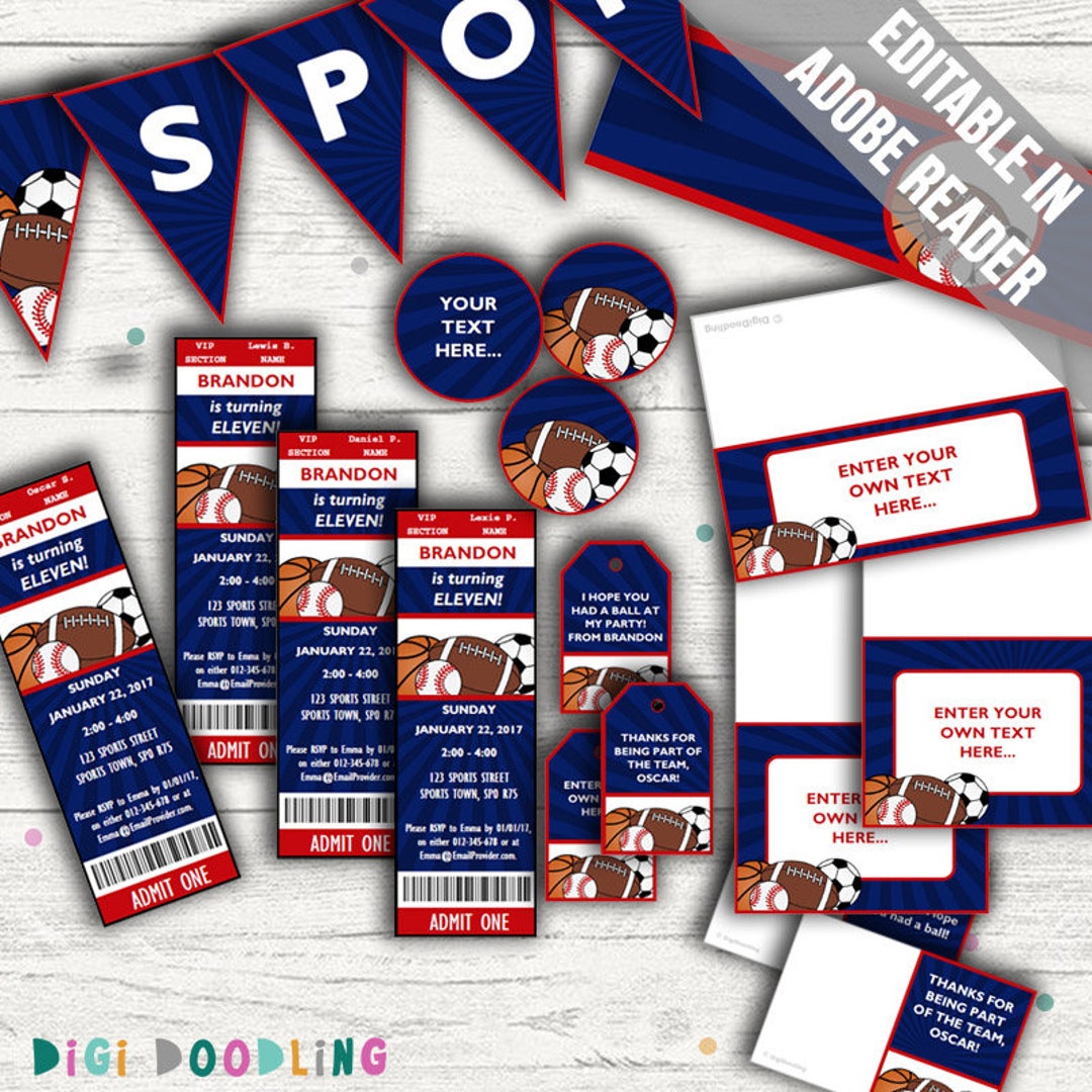 All Star Sports Party Printables. Includes Editable - Etsy