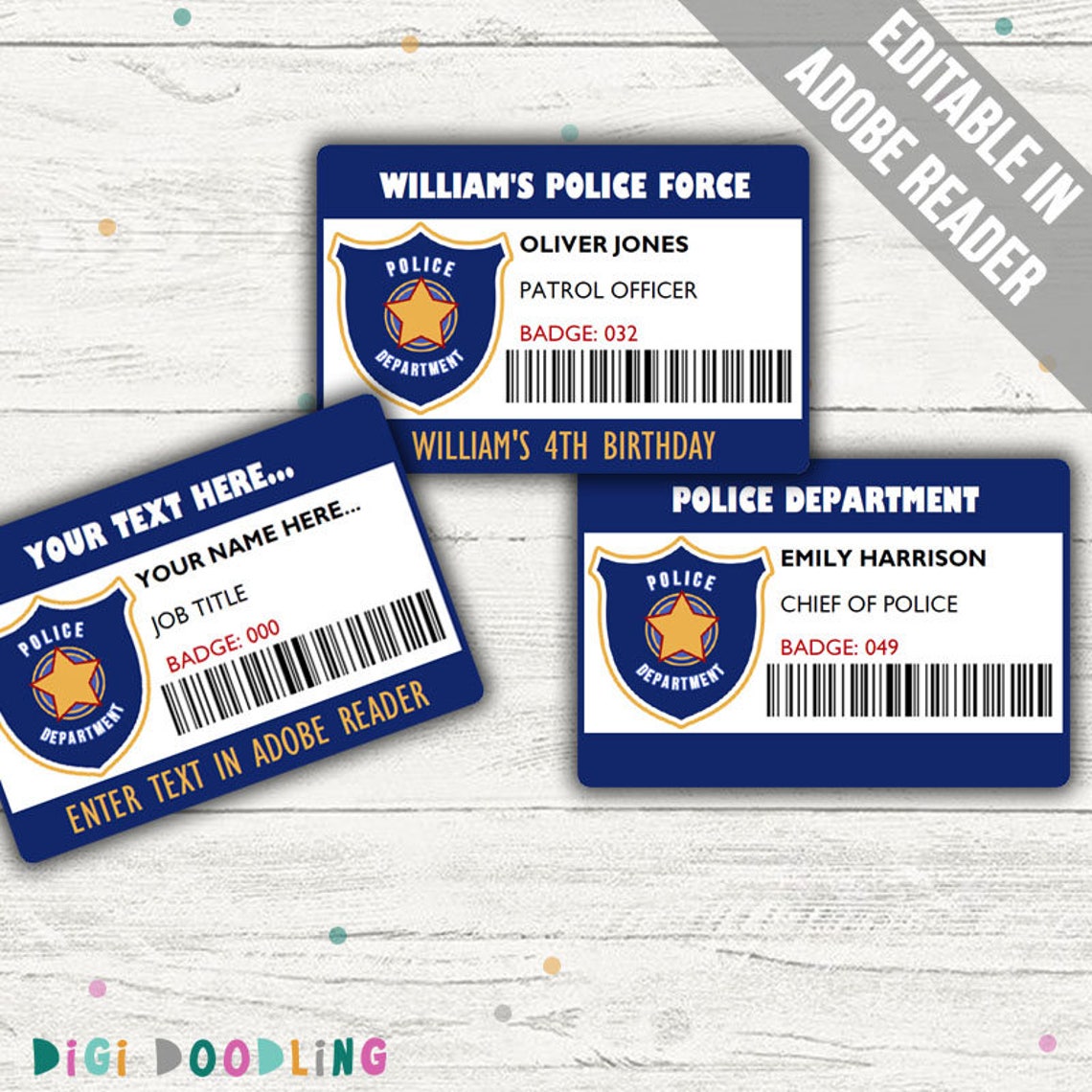 Police ID Badge police ID Tag for Pretend Play or Police - Etsy