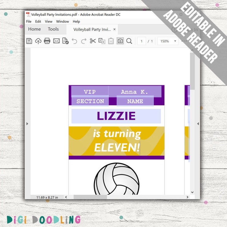 Volleyball Party Invitations. Editable PDF. Printable. Instant | Etsy ...