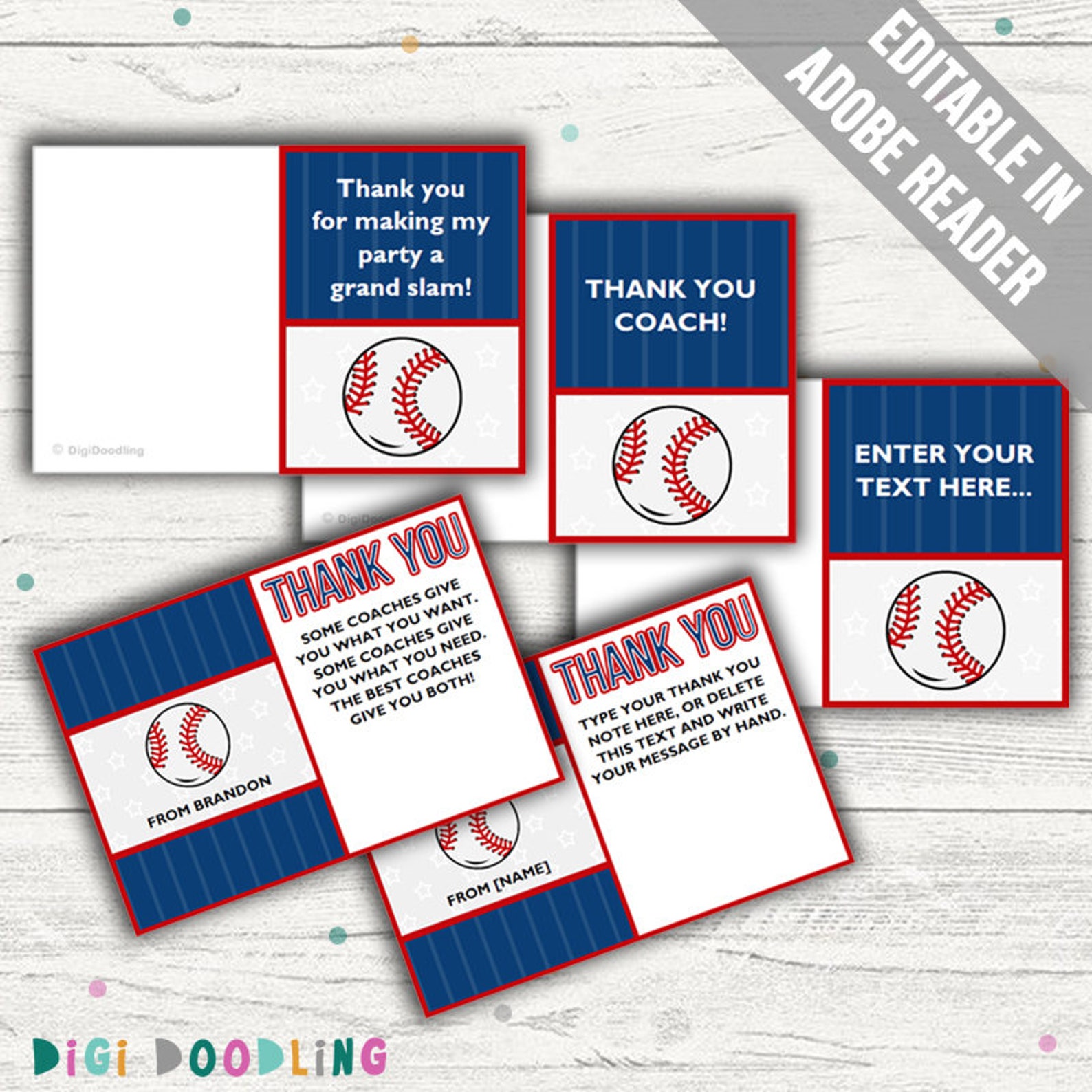 Baseball Thank You Cards ideal as A Thank You Coach Card for Etsy