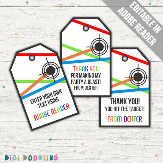 Laser Tag Party Favor Tags laser Tag Thank You Tags. White. Etsy