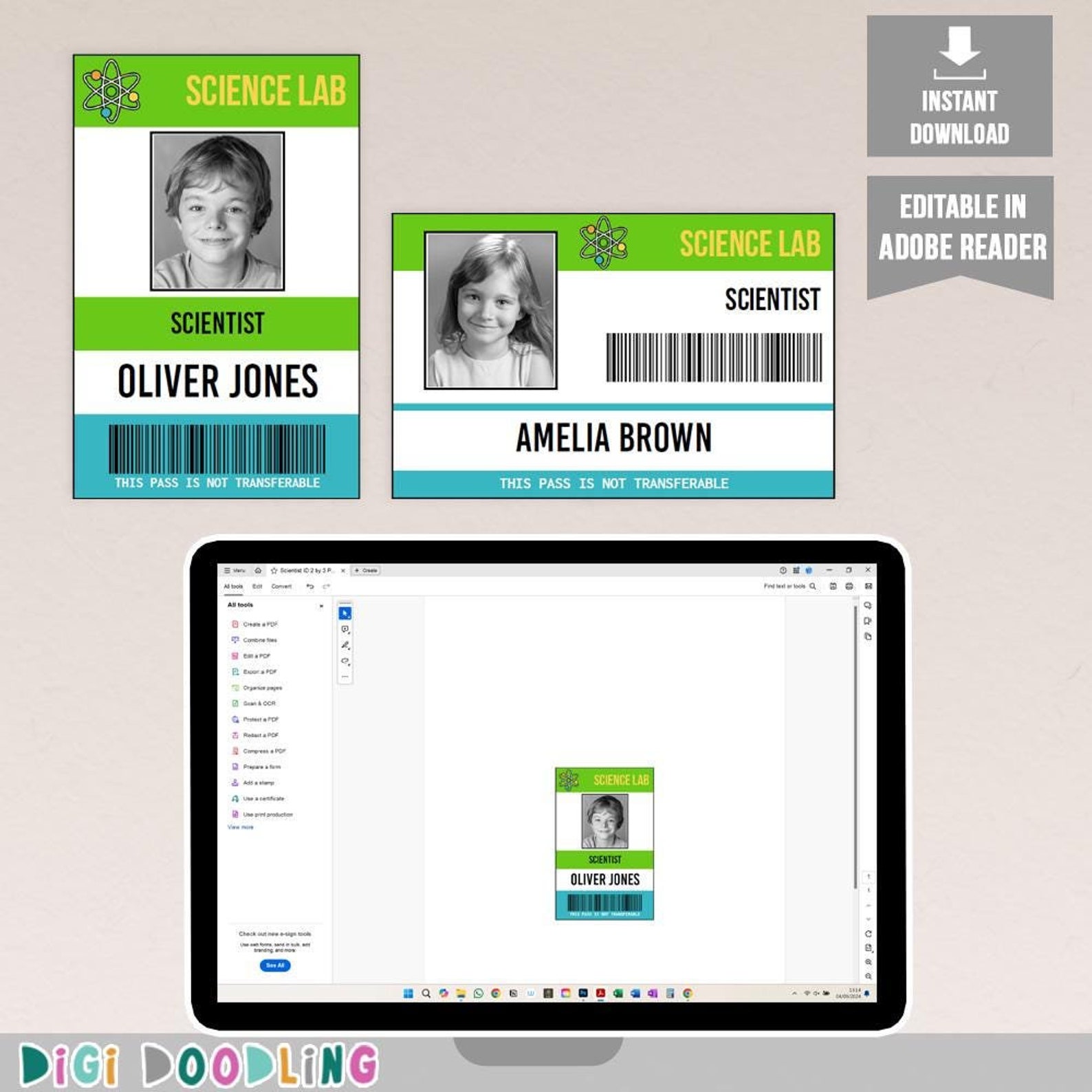 Printable Scientist ID Badge Template: Science Party Costume (digital ...