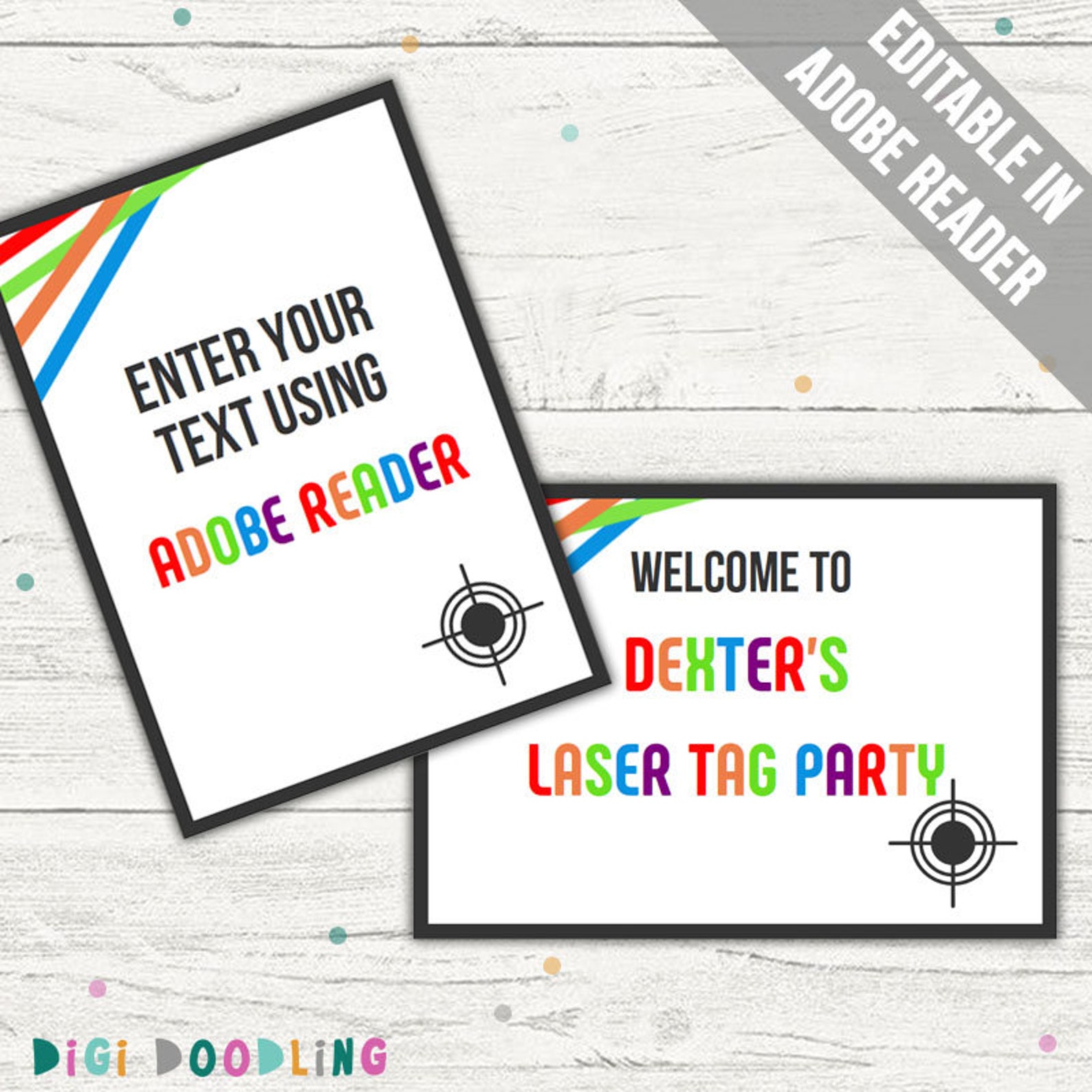 Laser Tag Party Printables. Includes Invitations Favor Tags - Etsy