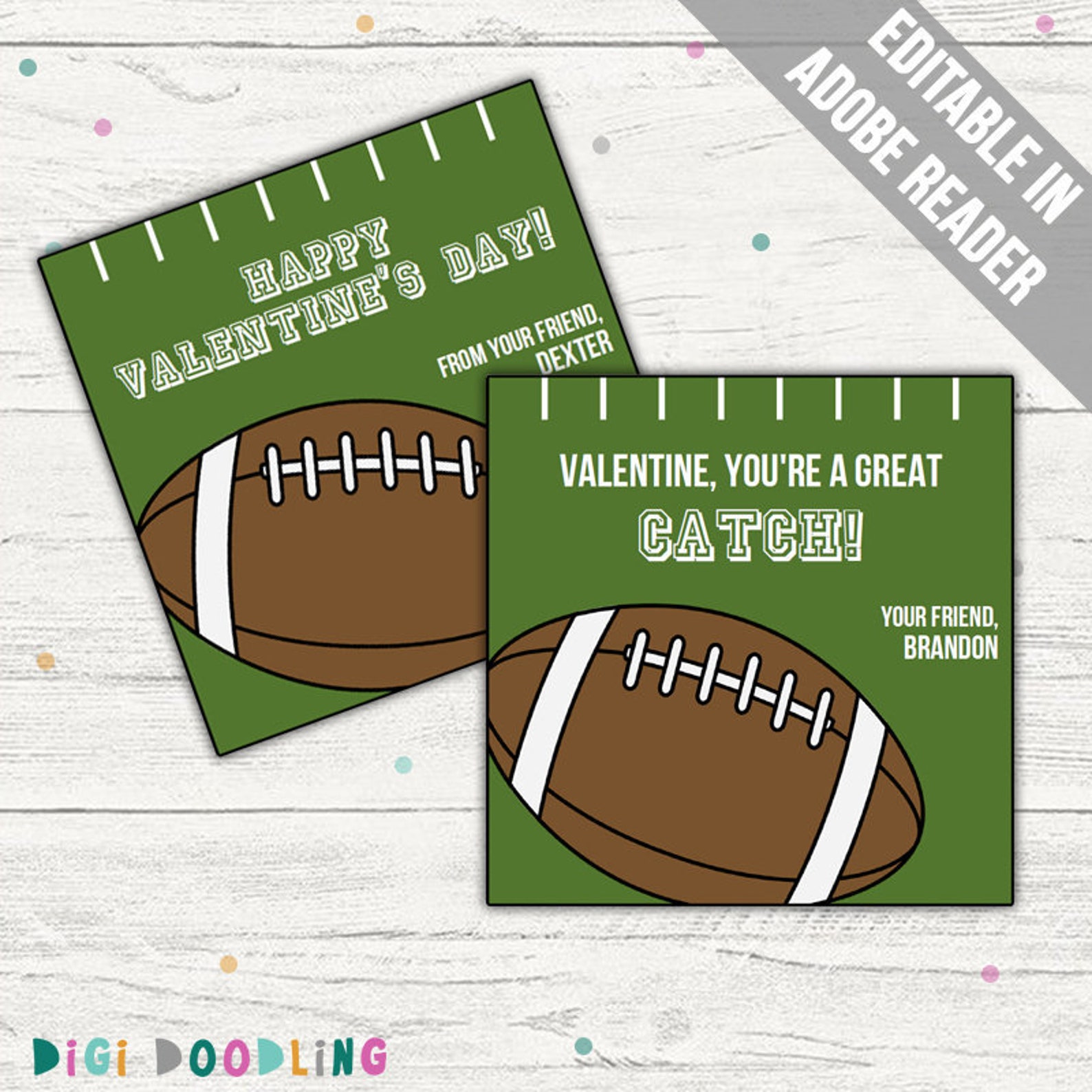 Football Classroom Valentine. Football Valentine's Card Etsy
