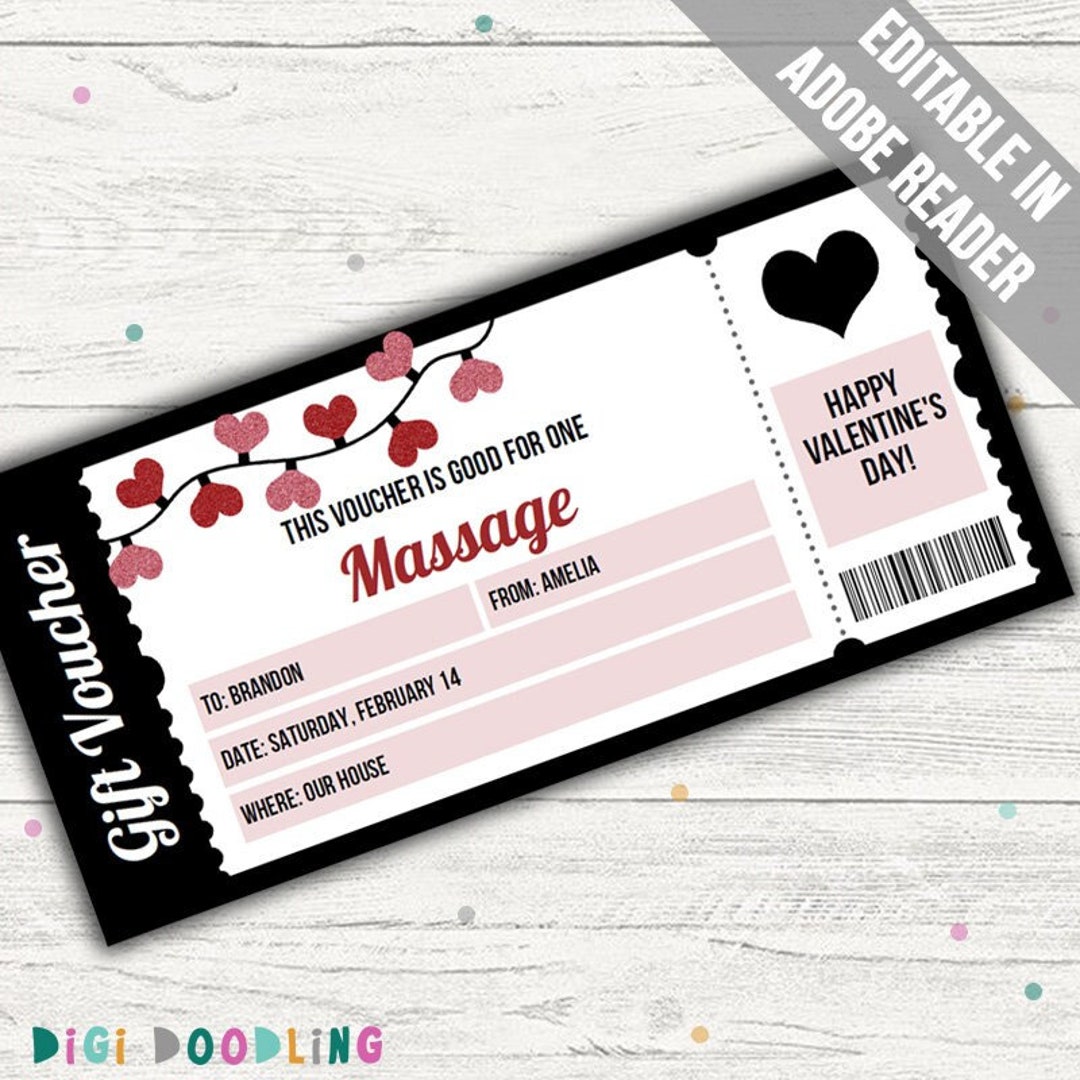 Valentines Day Massage Ticket Template Valentine Massage Voucher Valentines Day Massage Ticket Template Valentine Massage Voucher