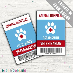 Veterinarian ID Badge Template. Veterinarian Pretend Play Printables ...
