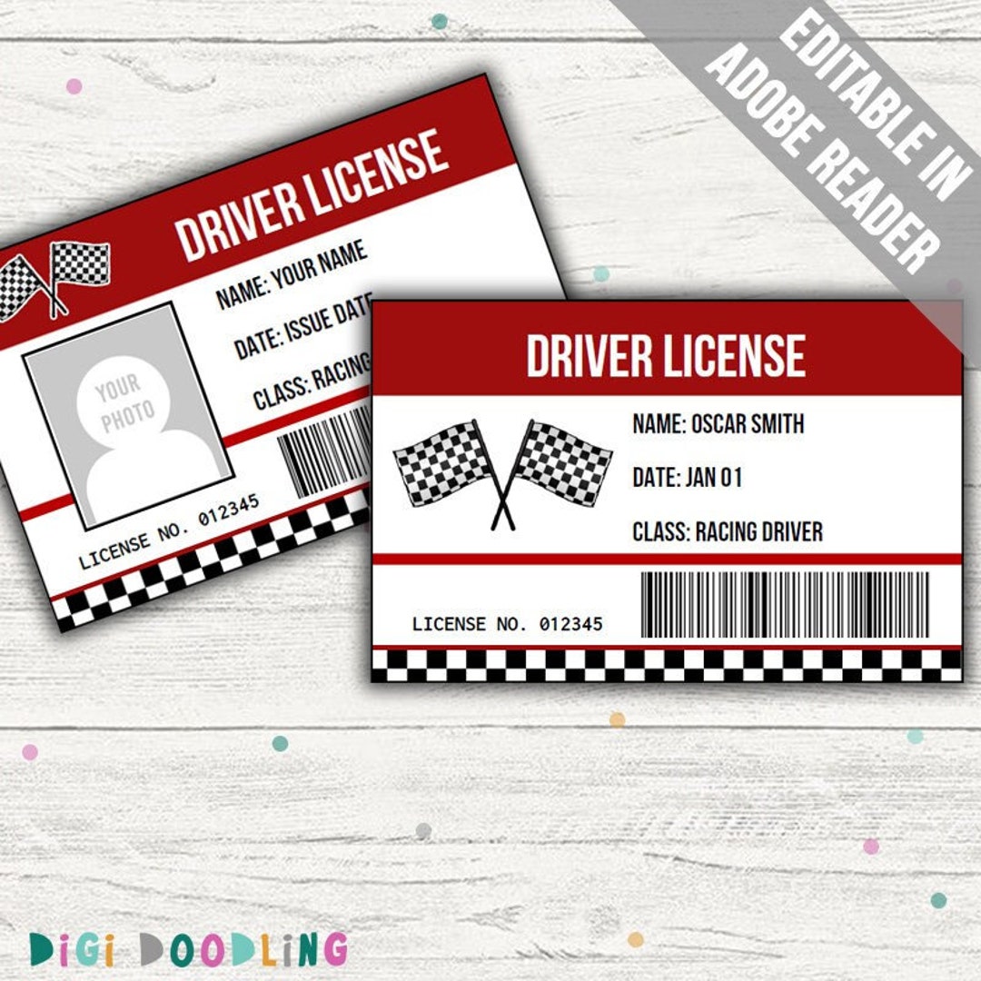 Race Car Driver License Template. Race Driver Costume. Racing Car