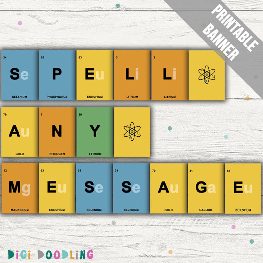 Periodic Table Party Banner. Spell Out Any Message Ideal for Birthdays ...