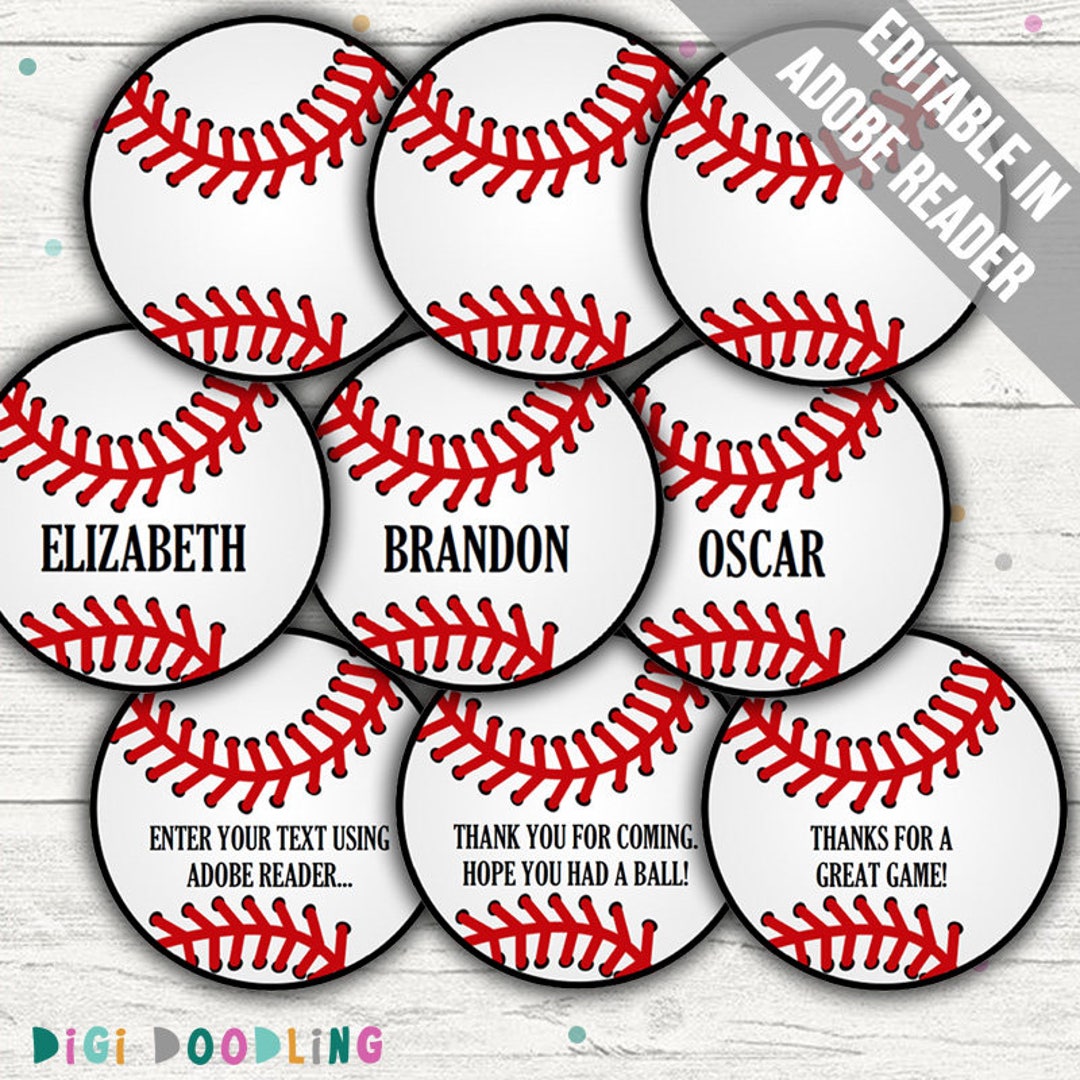 Baseball Tags baseball Party Decor/ Favor Tags. Printable PDF EDITABLE ...
