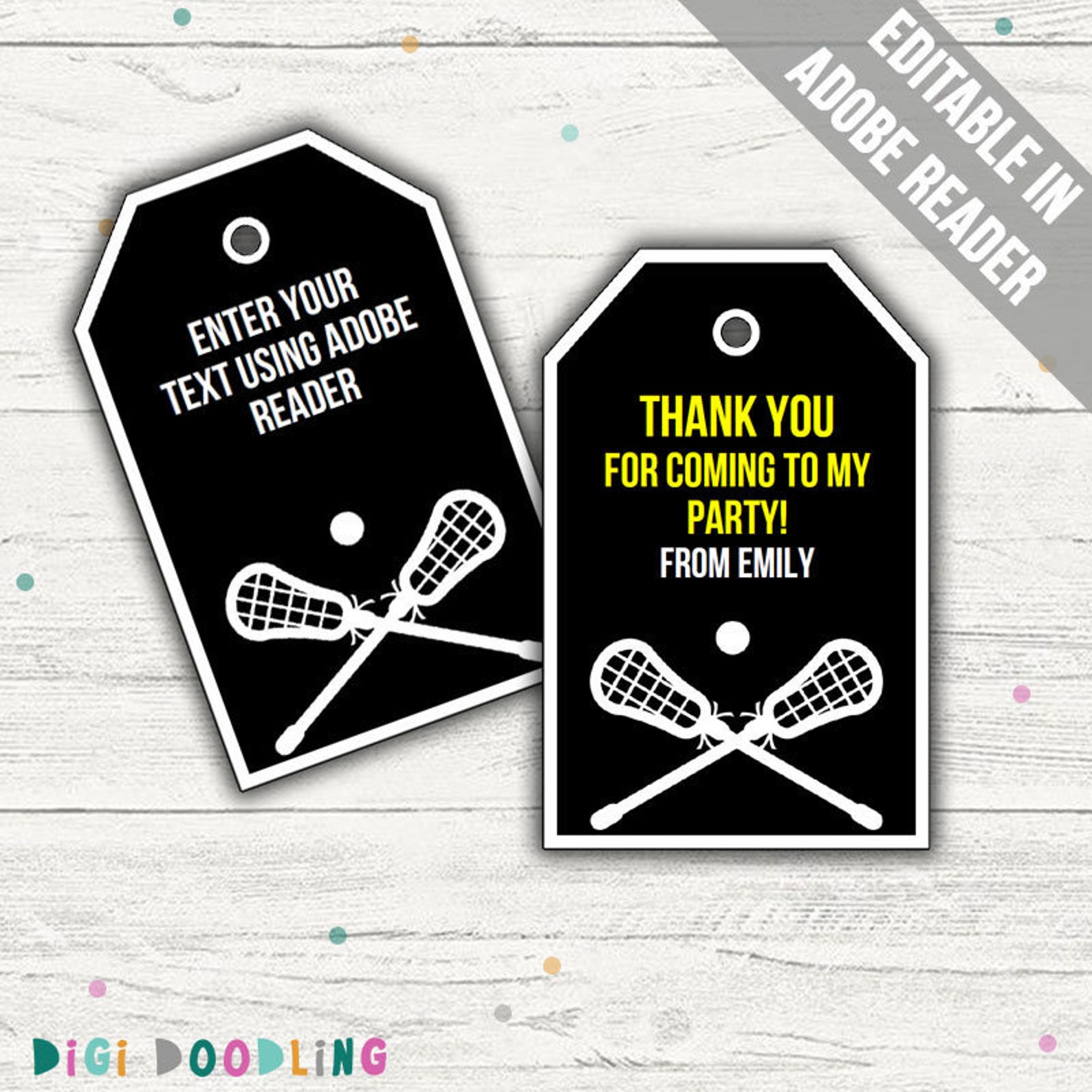 Lacrosse Party Favor Tags lacrosse Thank You Tags. BLACK. Etsy