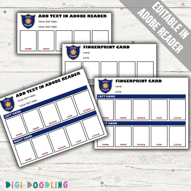 Police Party Games: Police Fingerprint Card. Editable PDF. | Etsy