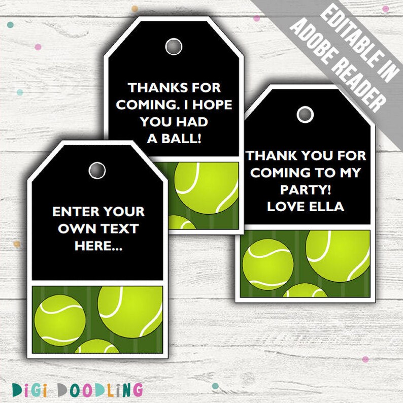 Tennis Party Favor Tags. Editable PDF. Printable. Instant Etsy