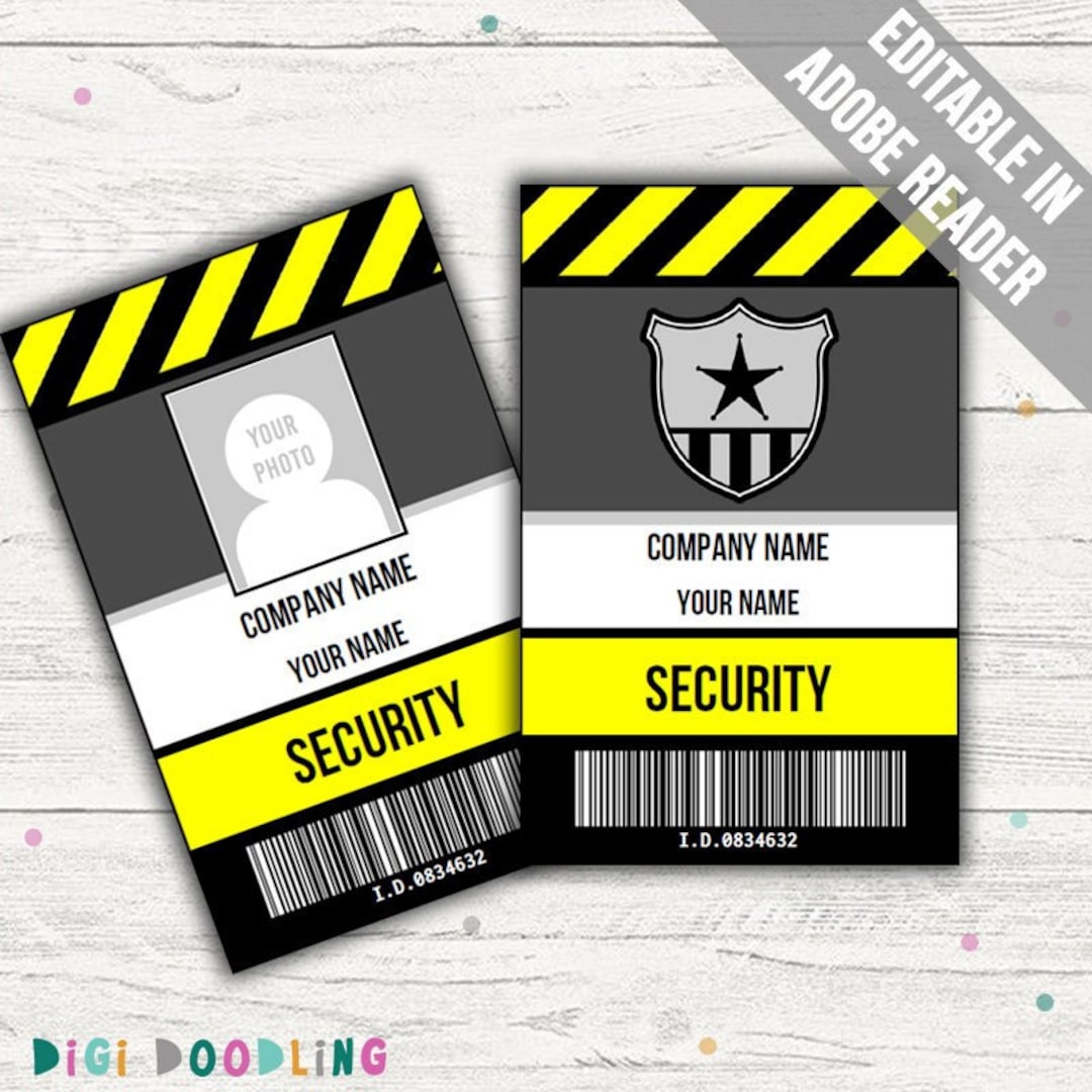 Security Guard Costume ID Badge Template. Security Guard Cosplay