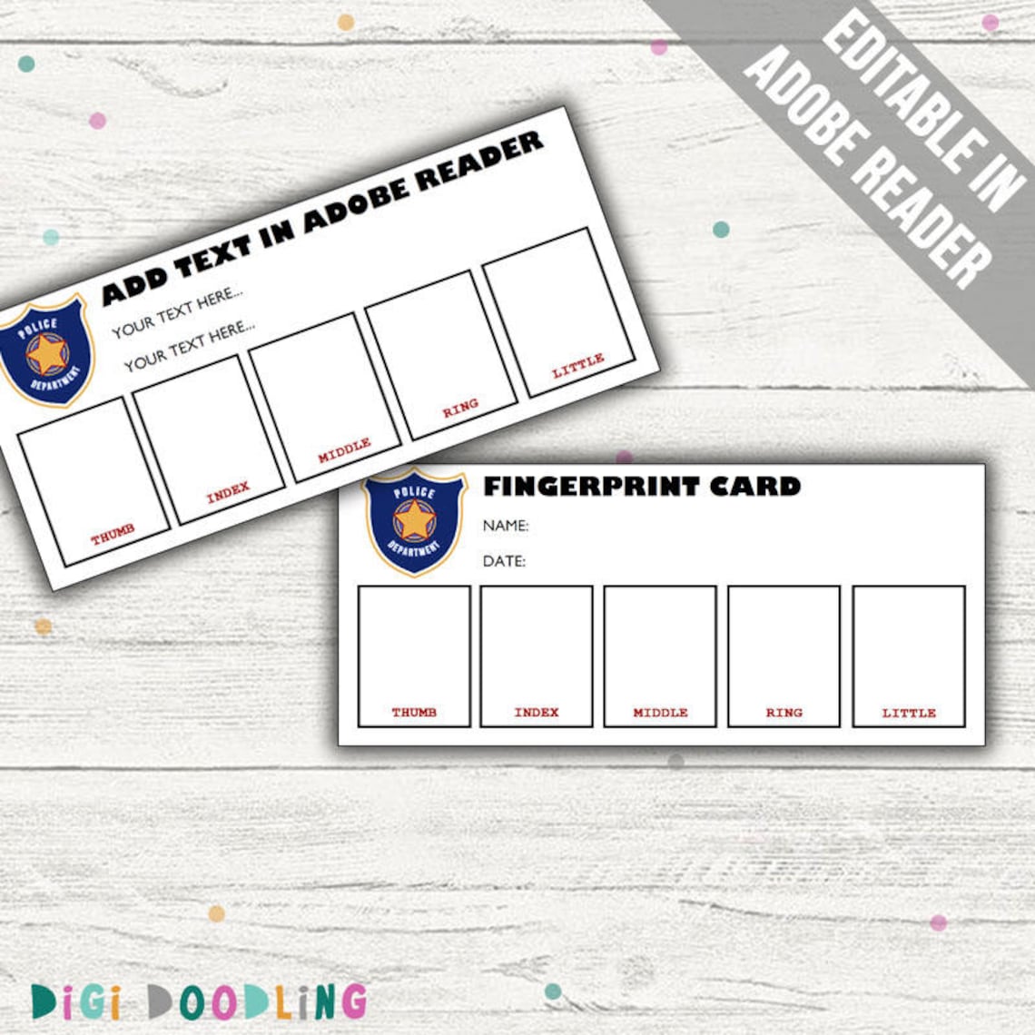 Police Party Games Police Fingerprint Card Editable PDF Etsy