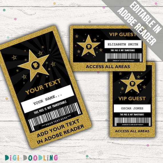 hollywood-party-vip-pass-hollywood-vip-badge-bearbeitbare-etsy