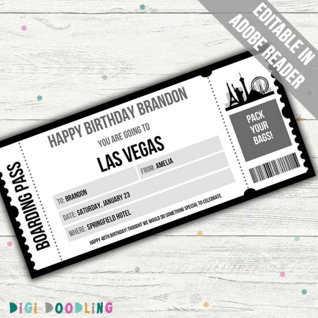 Surprise Las Vegas Ticket Template. Printable Las Vegas Boarding Pass ...