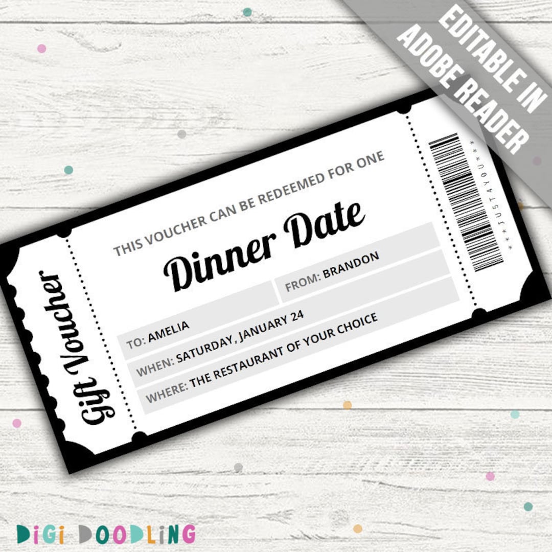Dinner Date Voucher Template Dinner Date Coupon Meal Out Voucher Dinner Date Voucher Template Dinner Date Coupon Meal Out Voucher