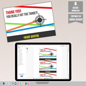Printable Laser Tag Thank You Cards. Thank You Tag Template For Laser Tag Themed Party Bags. Laser Tag Birthday Favor Tags. Instant Download