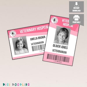 Printable Veterinarian ID Badge Template (PINK) Veterinarian Pretend Printable Veterinarian ID Badge Template (PINK) Veterinarian Pretend