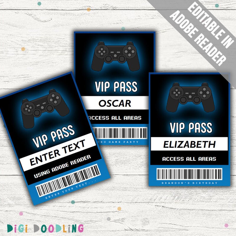 24 Pieces VIP Video Game Pass Holder with Lanyard Video Game Party Favors  VIP Party Pass Card Game on Tickets for Game Themed Birthday Party Supplies