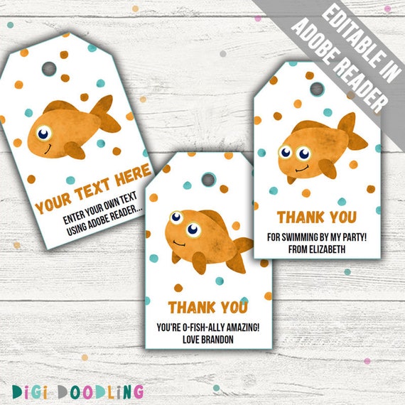 Goldfish Favor Tags Goldfish Party. Editable. Instant | Etsy