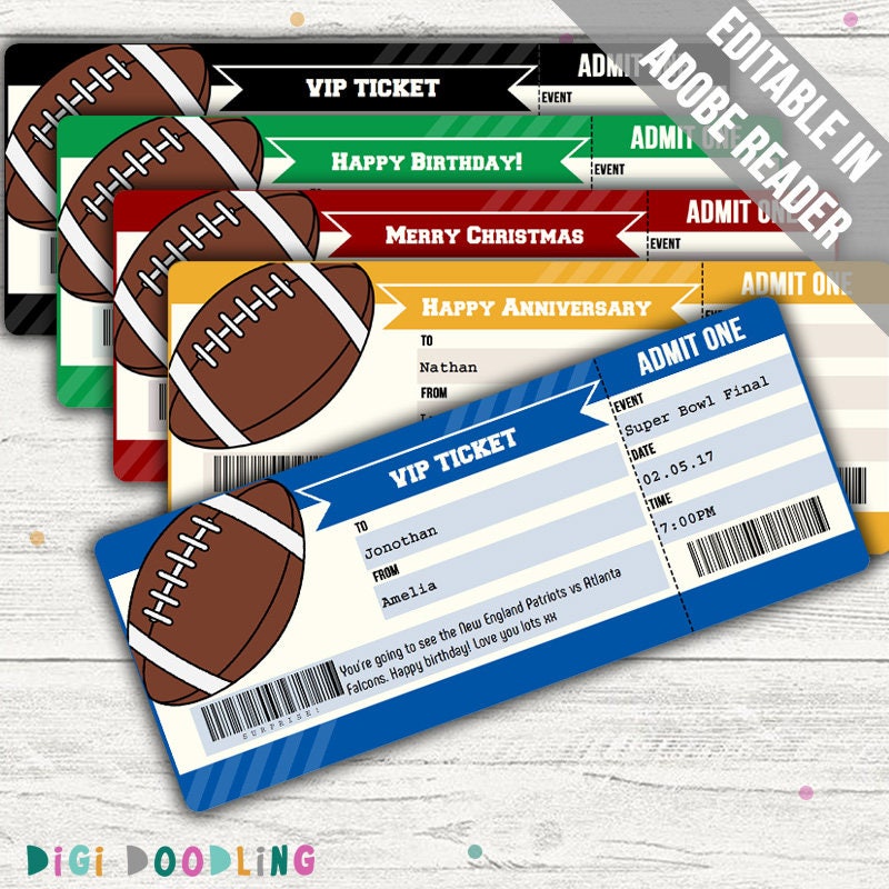 Surprise Football Game Tickets Surprise Someone With Football Etsy
