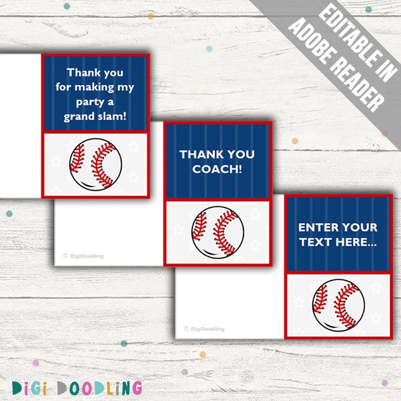 Baseball Thank You Cards Ideal As A Thank You Coach Card For Etsy
