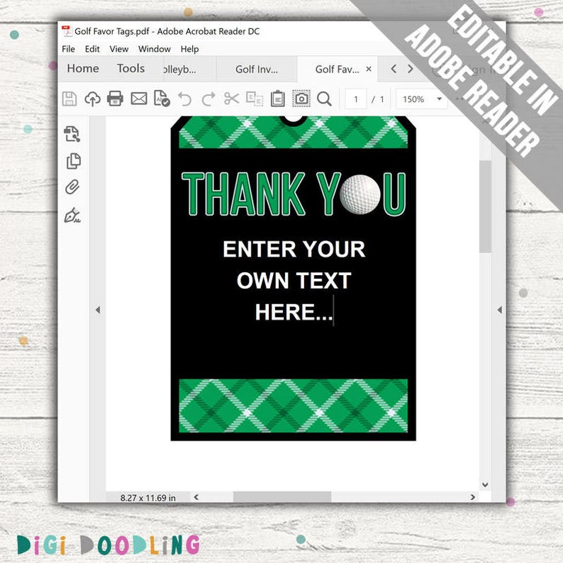 golf favor tags golf thank you tags printable pdf etsy