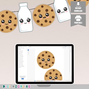 Printable Milk and Cookies Banner. Kawaii Milk and Cookies Birthday Party Decorations. Milk and Cookies Baby Shower. Instant Download.
