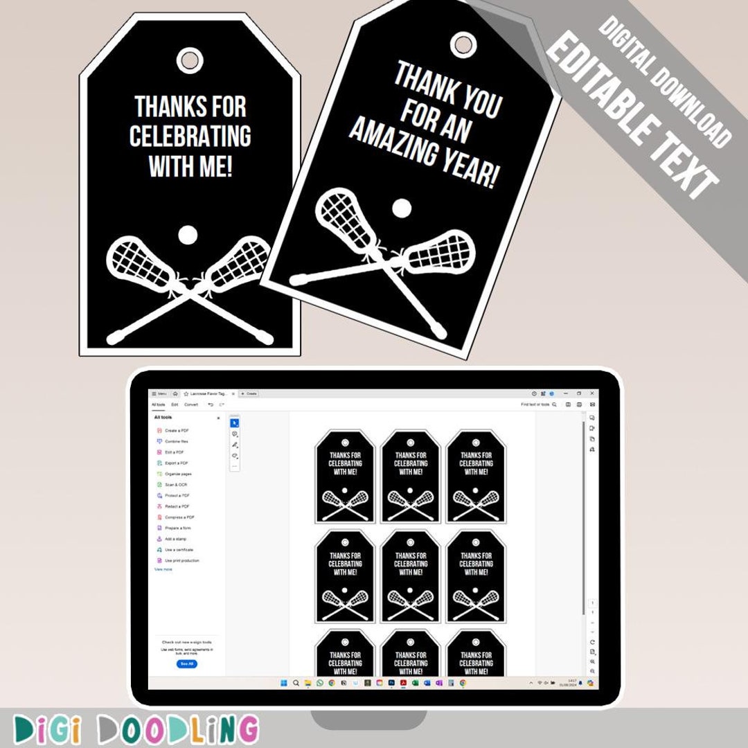 Printable Lacrosse Party Favor Tags (black). Lacrosse Thank You Tags ...