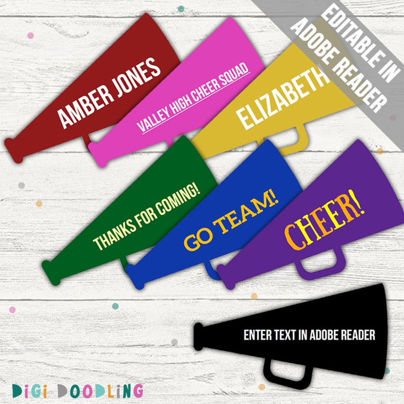 Cheerleader Tag Printable megaphone Cheerleader Name Tags/ - Etsy