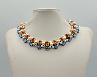Handgemaakte statementketting Swarovski-kristalparel: Italiaans ontwerp IV390