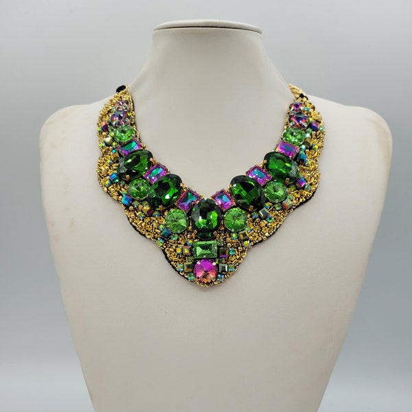 Jewel necklace, Statement necklace, Stunning necklaces, Strass necklace, Anna Wintour style, Collar necklace, Swarovski necklace IV378