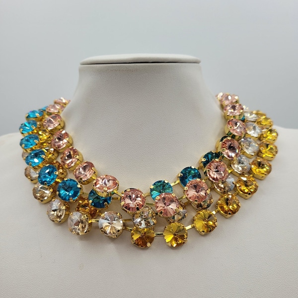 Anna Wintour Halskette, Swarovski Halskette, Georgische Halskette, Tennis Halskette, Strass Halskette, Choker, Statement Halskette, Goldschmuck IV05