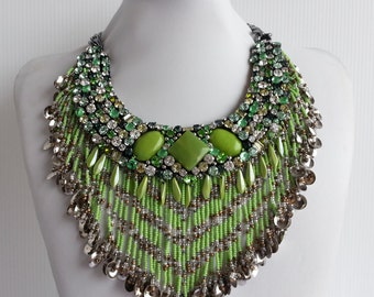 Stunning necklace, Strass necklace, Statement necklace, Statement, Cluster necklace, Collar necklace with Swarovski strass IV168