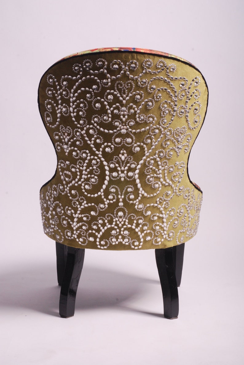 Upholstered Armchair, Embroidered Armchair, Armchair, Vintage