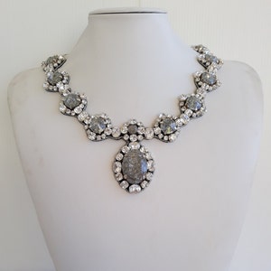 Handmade Crystal Rhinestone Statement Necklace: Italian Glamour IV306