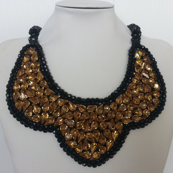 Statement necklace, Miroslava necklace, Big necklace, Strass necklace, Collar necklace with rhinestone and Swarovski strass IV14