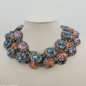 Anna Wintour Necklace, Swarovski necklace,Georgian necklace, Tennis Necklace, Strass necklace, Choker, Statement Necklace,Gold Jewelry IV411