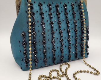 Handmade Beaded Crossbody Bag: Vintage Sequins & Rhinestones IV51