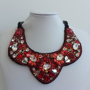 Statement necklace, Collar necklace, Strass necklace, Michelle necklace, Stunning necklace, Beaded necklace with rhinestone and strass IV41