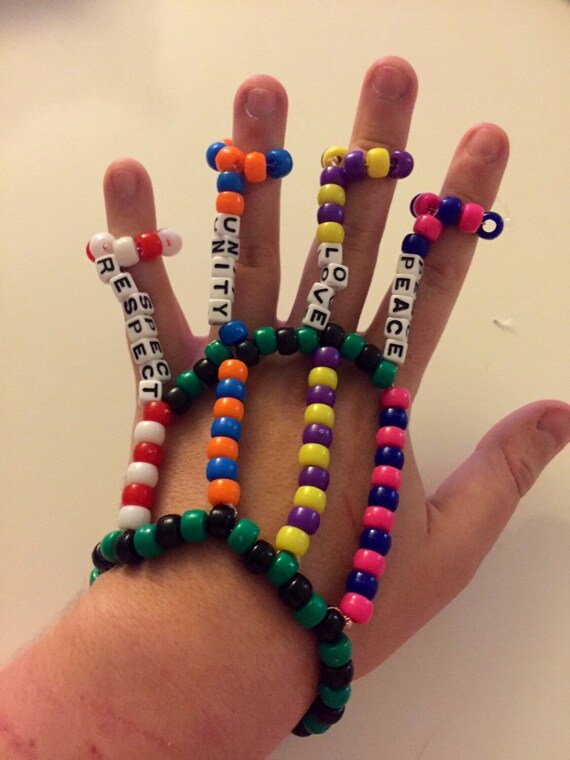 Items similar to Kandi hand cuff bracelet. Plur (peace love unity