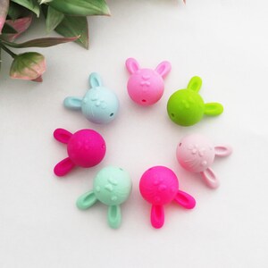 Lot of 2 rabbit silicone beads for pacifier clip, rattle