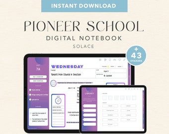 Solace Pioneer School Digital Notebook - Pre-Prompted, Hyperlinked PDF for GoodNotes  | iPad & Android | + Digital Stickers | English