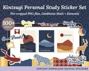 Kintsugi Personal Study Sticker Set for JWs | Instant Digital Download | iOS, Android | Goodnotes element collection