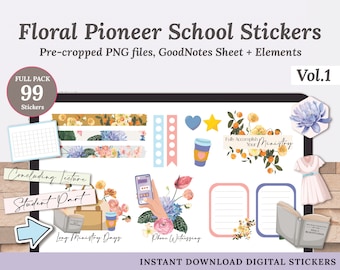 Floral Pioneer School Stickers Vol.1 – Full Pack 99 Stickers – Digital Download